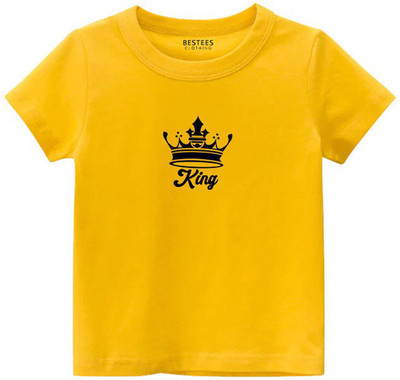 BESTEESCLOTHING Baby Boys & Baby Girls Printed Pure Cotton Regular T Shirt(Yellow, Pack of 1)