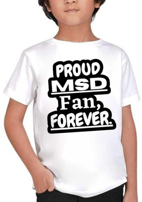 TAPA KON Boys & Girls Printed Polycotton Regular T Shirt(White, Pack of 1)