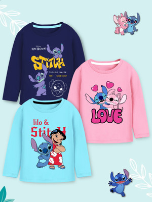 YK Disney Boys & Girls Cartoon Cotton Blend Regular T Shirt(Multicolor, Pack of 3)