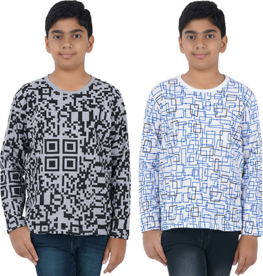 CLAEL Boys Printed Cotton Blend Slim T Shirt(Multicolor, Pack of 2)