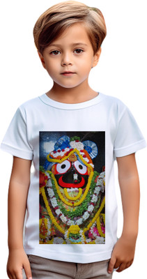 SKE Boys & Girls Graphic Print Cotton Blend Regular T Shirt(White, Pack of 1)