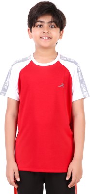VECTOR X Boys Typography Polyester T Shirt(Red, Pack of 1)