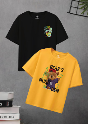 Codez Boys Printed Cotton Blend Regular T Shirt(Multicolor, Pack of 2)
