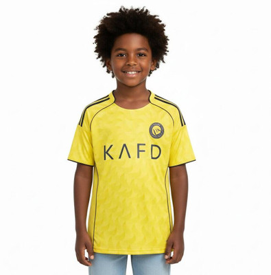 Thiva Boys & Girls Printed Polyester Regular T Shirt(Yellow, Pack of 1)