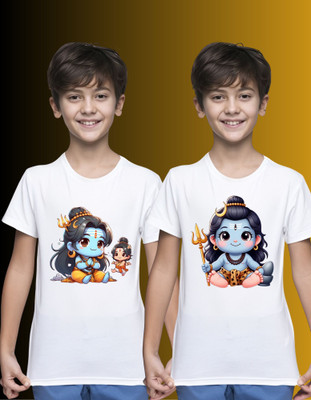 TDFASHIONNS Baby Boys & Baby Girls Printed Polyester Regular T Shirt(White, Pack of 2)