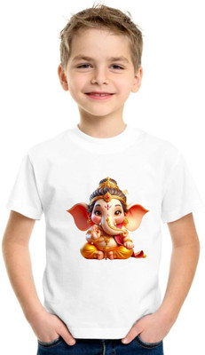 Kid's Yuga Baby Boys & Baby Girls Printed Polyester Regular T Shirt(White, Pack of 1)