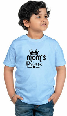 CHOMMBOOKA TREND Boys Typography Pure Cotton Regular T Shirt(Light Blue, Pack of 1)