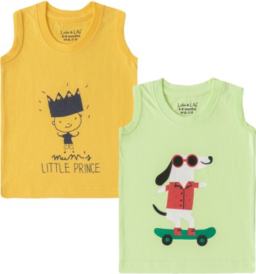 Luke and Lilly Baby Boys Self Design Pure Cotton Regular T Shirt(Multicolor, Pack of 2)