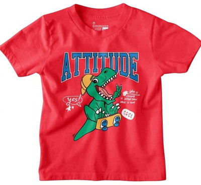 BonOrganik Boys Printed Pure Cotton Regular T Shirt(Red, Pack of 1)
