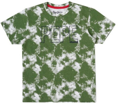 Pepe Jeans Boys Printed Pure Cotton Regular T Shirt(Green, Pack of 1)