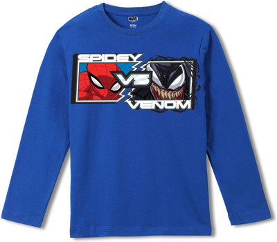 WEAR YOUR MIND Boys Graphic Print Pure Cotton Regular T Shirt(Blue, Pack of 1)