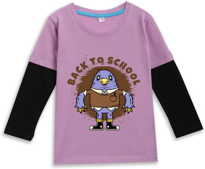 Superb Starling Boys & Girls Solid Pure Cotton Regular T Shirt(Purple, Pack of 1)