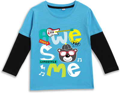 Superb Starling Boys & Girls Solid Pure Cotton Regular T Shirt(Blue, Pack of 1)