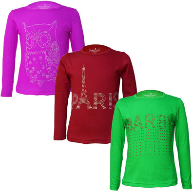 Just Live Fashionn Girls Printed Pure Cotton Regular T Shirt(Multicolor, Pack of 3)