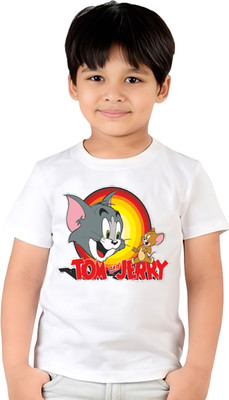 Dreamy Attire Boys Solid, Graphic Print Polyester Regular T Shirt(White, Pack of 1)