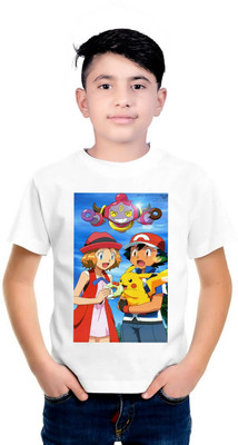 mahiifashionhub Boys Graphic Print Pure Cotton Regular T Shirt(White, Pack of 1)