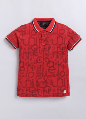 CRAZYPENGUIN ELITE Boys Printed Pure Cotton Regular T Shirt(Red, Pack of 1)