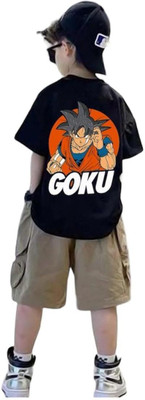 psv fashion Boys Printed Pure Cotton Oversized T Shirt(Black, Pack of 1)