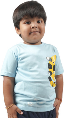 Yellowtoons Boys Printed Cotton Blend Regular T Shirt(Light Blue, Pack of 1)