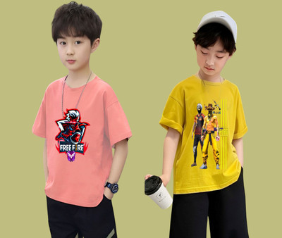 Parona Boys Printed Polyester Regular T Shirt(Multicolor, Pack of 1)