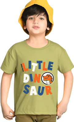 ENITOR Boys Typography Cotton Blend Regular T Shirt(Light Green, Pack of 1)
