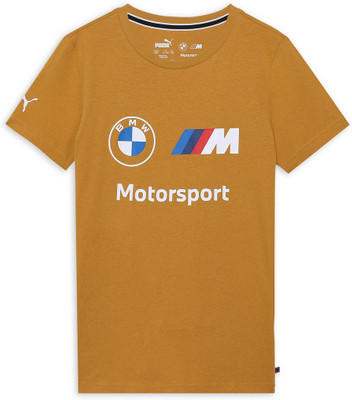 PUMA Boys & Girls Printed Cotton Blend Regular T Shirt(Yellow, Pack of 1)