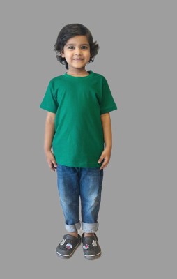 Kera Global Boys Solid Cotton Blend Regular T Shirt(Green, Pack of 1)