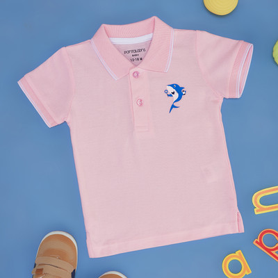 Pantaloons Baby Baby Boys Solid Pure Cotton Regular T Shirt(Pink, Pack of 1)