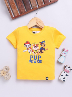 YK X Minute Mirth Boys & Girls Printed Pure Cotton Oversized T Shirt(Yellow, Pack of 1)