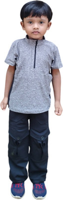 YUVISAPPAREL Boys Solid Cotton Blend Regular T Shirt(Grey, Pack of 1)