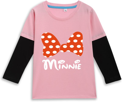 Superb Starling Baby Girls Printed Cotton Blend Regular T Shirt(Pink, Pack of 1)