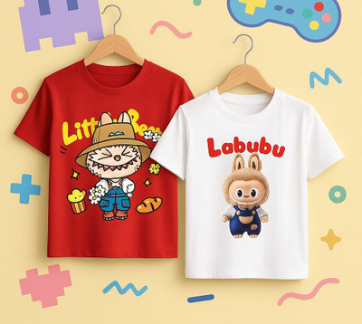 Kidloo Boys Printed Pure Cotton Regular T Shirt(Red, White, Pack of 2)