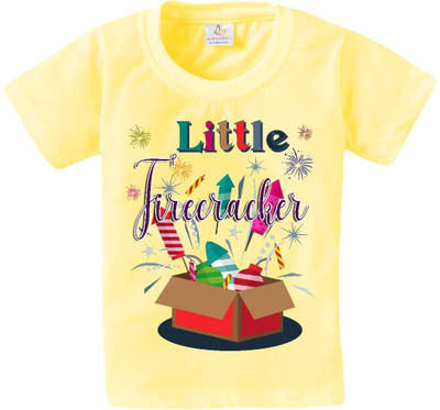 Babywish Boys & Girls Typography, Printed Pure Cotton Regular T Shirt(Multicolor, Pack of 1)