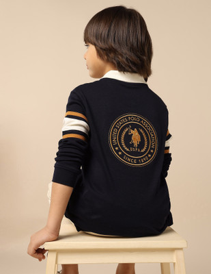 U.S. POLO ASSN. Boys Printed Pure Cotton Regular T Shirt(Blue, Pack of 1)