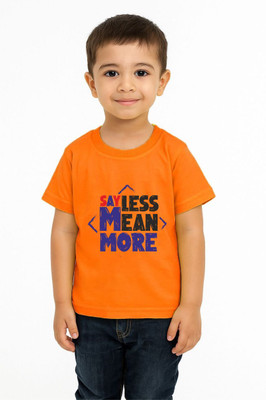 GROWWEARS Boys Printed Cotton Blend Regular T Shirt(Orange, Pack of 1)