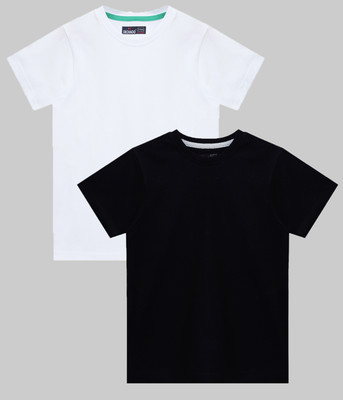 Dechado Boys Solid Pure Cotton Regular T Shirt(Multicolor, Pack of 2)