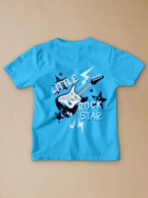 STYLESHIVAM COLLECTION Boys & Girls Printed Cotton Blend Regular T Shirt(Blue, Pack of 1)