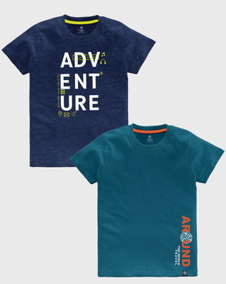 Codez Boys Printed Cotton Blend Regular T Shirt(Multicolor, Pack of 2)