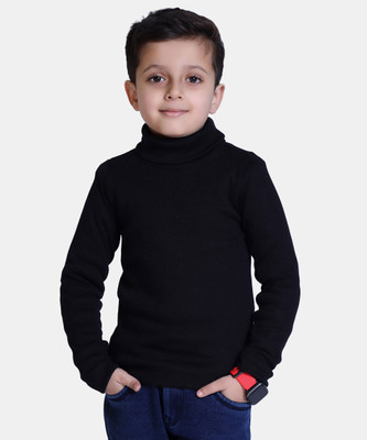 Kepa Boys Solid Cotton Blend Regular, Slim T Shirt(Black, Pack of 1)