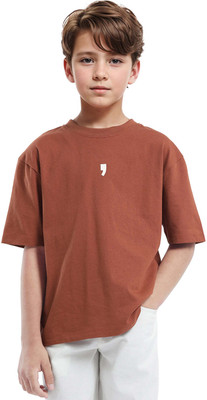 Rare Ones Boys Graphic Print Cotton Blend Oversized T Shirt(Orange, Pack of 1)