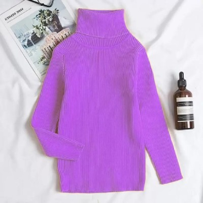 kishu fashion Boys & Girls Self Design Wool Blend T Shirt(Purple, Pack of 1)