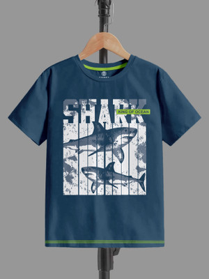 Codez Boys Printed Pure Cotton Regular T Shirt(Blue, Pack of 1)