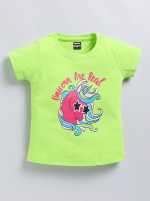 Gentle Giggles Baby Boys & Baby Girls Animal Print Pure Cotton Regular T Shirt(Light Green, Pack of 1)