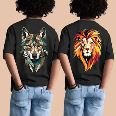 Show In Style Boys Printed Pure Cotton Oversized T Shirt(Black, Pack of 1)