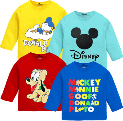 DISNEY BY MISS & CHIEF Baby Boys & Baby Girls Graphic Print Cotton Blend Regular T Shirt(Multicolor, Pack of 4)