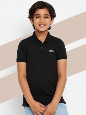 UNIBERRY Boys Solid Cotton Blend Regular T Shirt(Black, Pack of 1)