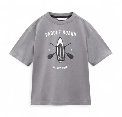Alan Jones Boys Printed Cotton Blend Oversized T Shirt(Grey, Pack of 1)