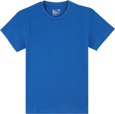 PROTEENS Boys Solid Pure Cotton T Shirt(Blue, Pack of 1)