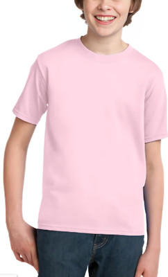 ORATEIS TREND Boys & Girls Solid Polyester Regular T Shirt(Pink, Pack of 1)