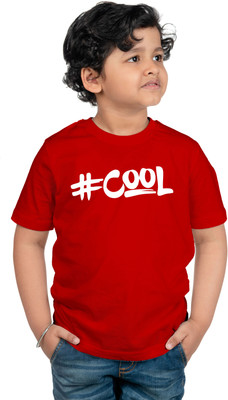 CHOMMBOOKA TRENDING Boys Typography Cotton Blend Regular T Shirt(Red, Pack of 1)